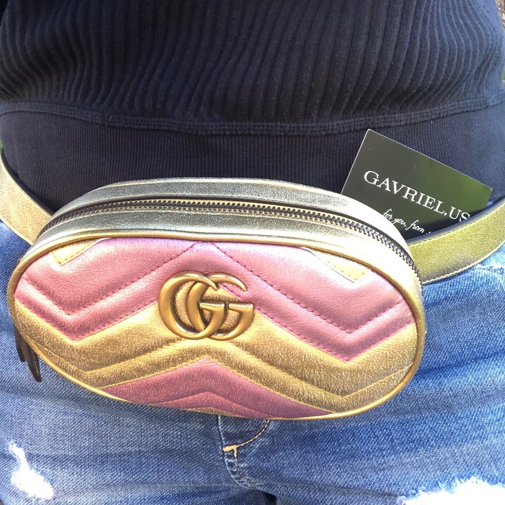 Gucci GG Metallic Matelasse Marmont Belt Bag NEW W DUST BAG - Picture 7 of 16